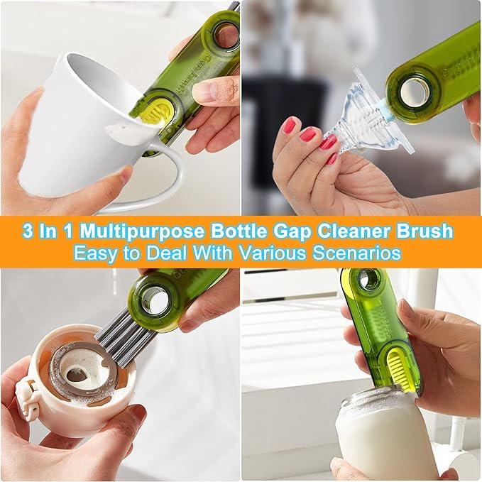 (Pack of 2) Multifunctional Cleaning Brush Cup Lid Cleaning Brussy Set, 3 in 1 Cup Brush for Bottle Gap Tight Spaces Cup, Coffee Cup Thermos Cup Cleaning Brush