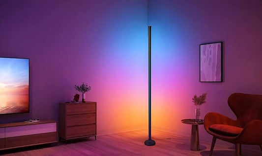 RGB Corner Floor Lamp with 16 Million Colors & 68+ Scene, Music Sync, Timer Settings