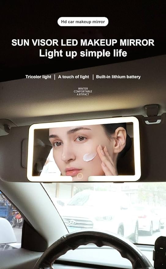 Car Vanity Mirror with 3 Light Modes