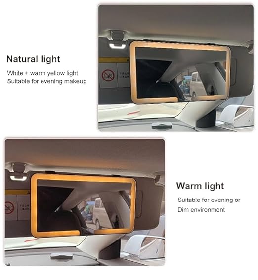 Car Vanity Mirror with 3 Light Modes