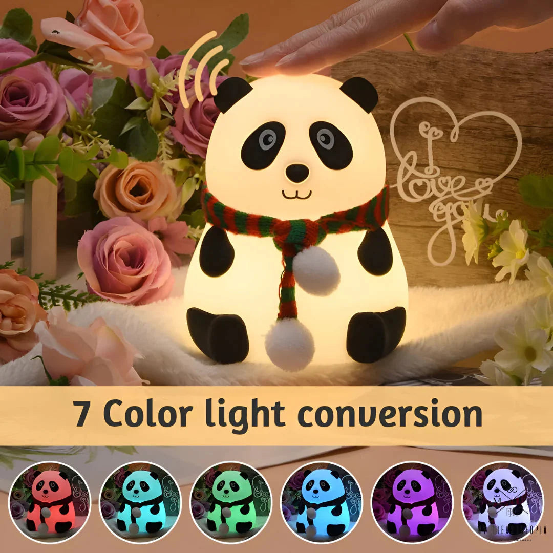 Cute Panda Silicon Lamp USB Rechargeable Night Light with Gesture Control Sensor LED Night Lamp with 7 color lights