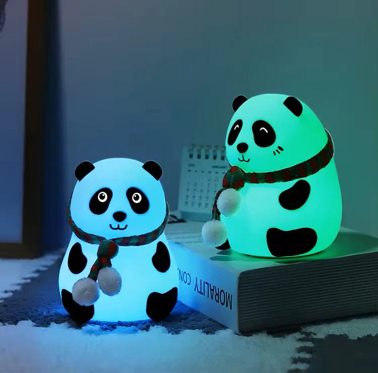 Cute Panda Silicon Lamp USB Rechargeable Night Light with Gesture Control Sensor LED Night Lamp with 7 color lights