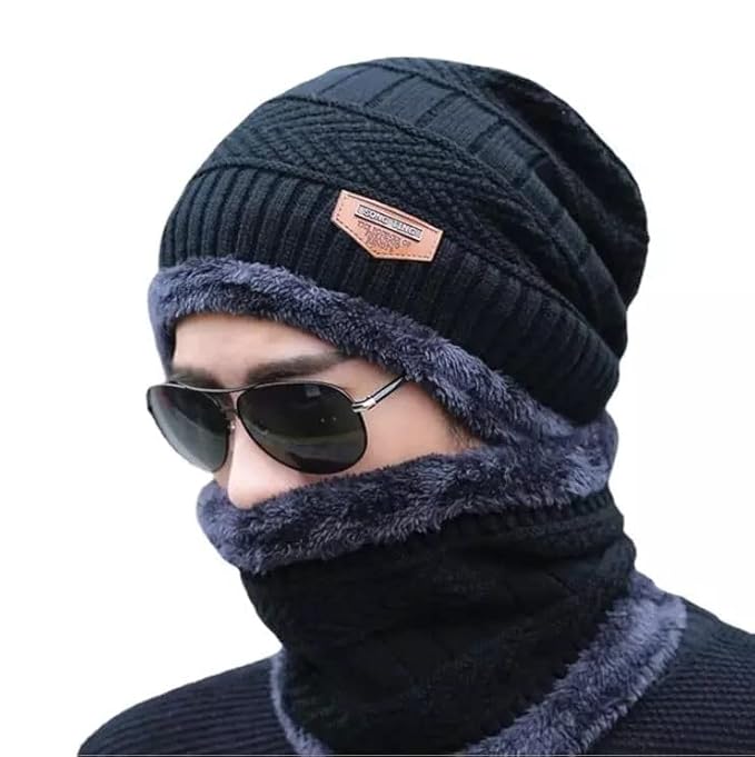 Unisex Wool Beanie Cap & Muffler "BEST FOR WINTERS"