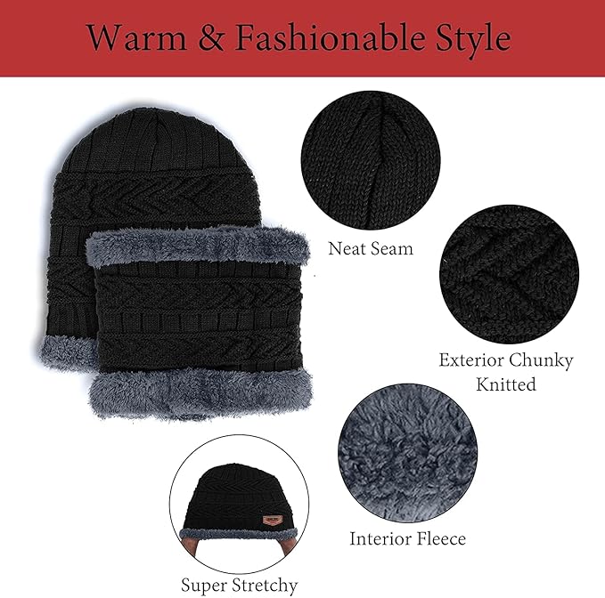 Unisex Wool Beanie Cap & Muffler "BEST FOR WINTERS"