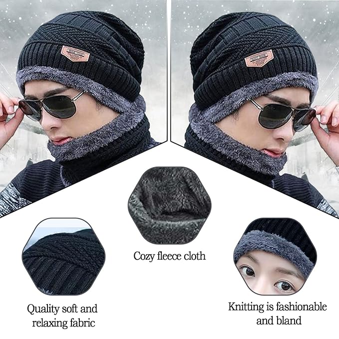 Unisex Wool Beanie Cap & Muffler "BEST FOR WINTERS"