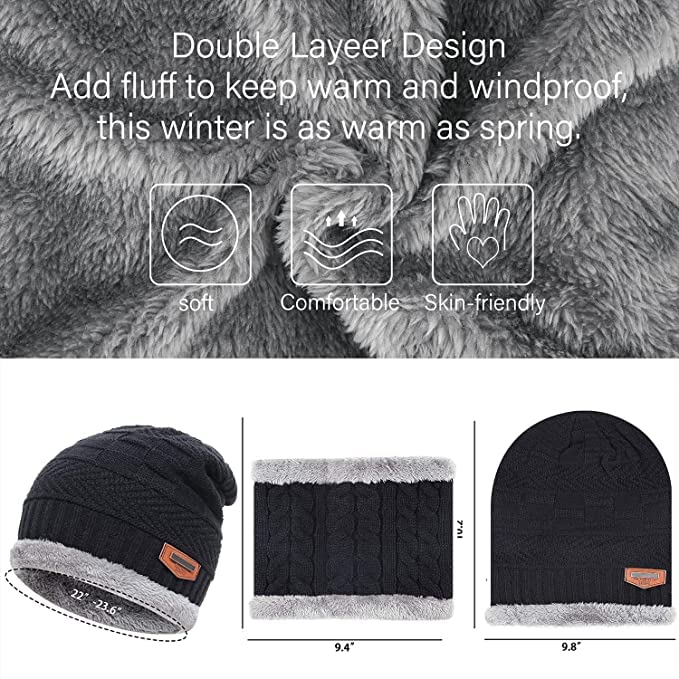 Unisex Wool Beanie Cap & Muffler "BEST FOR WINTERS"