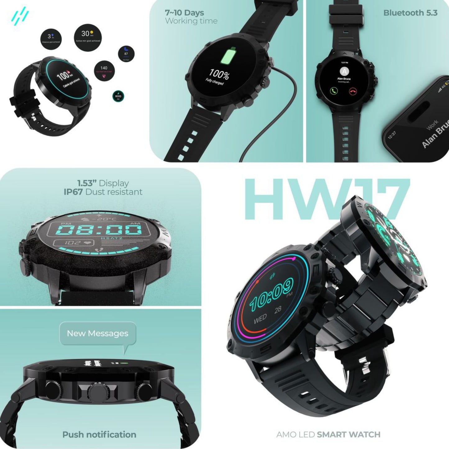 HEATZ™ HW17 Smartwatch! Flashy Collection!