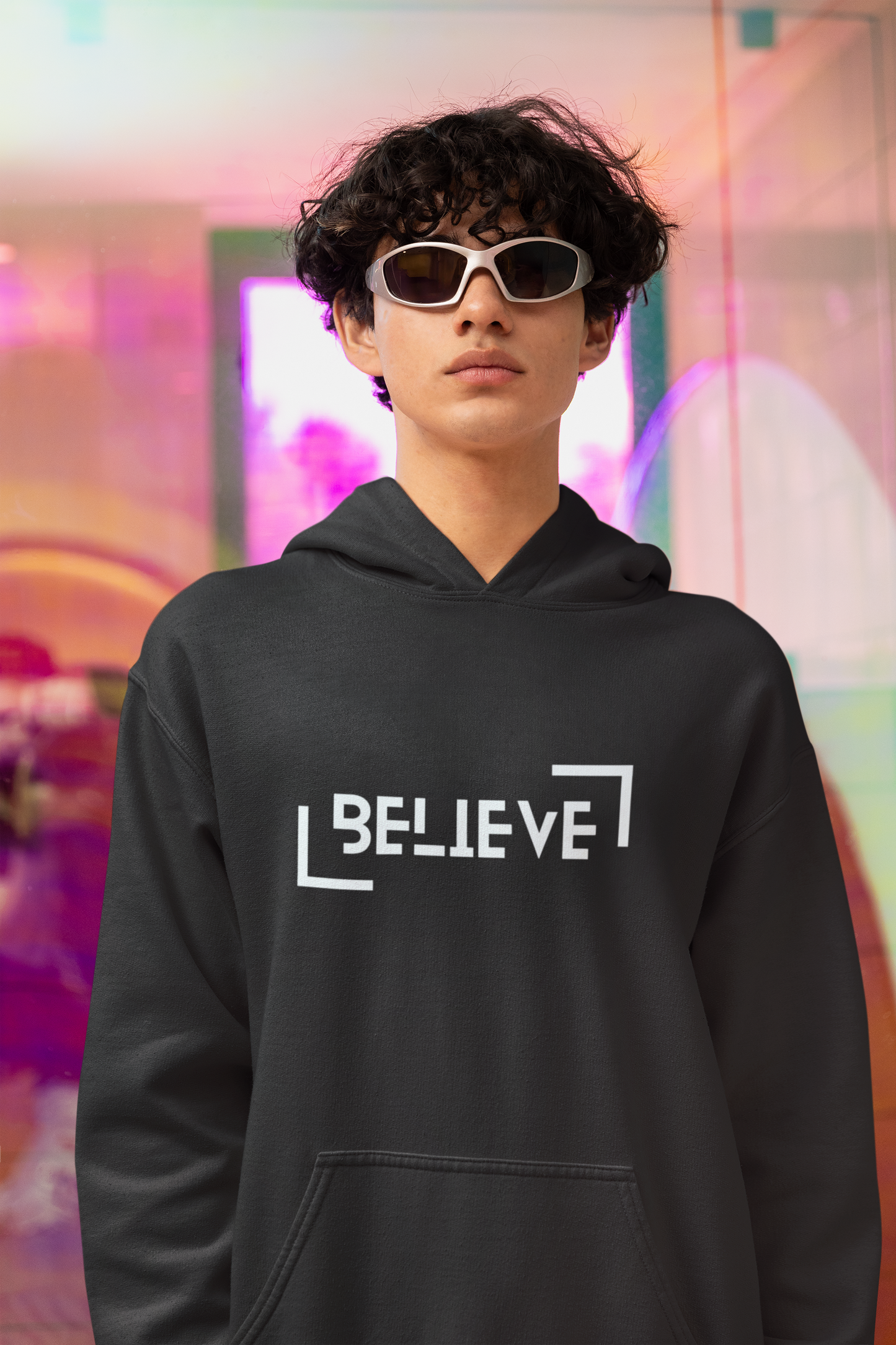 " BELIEVE " Unisex Hoodie in black color