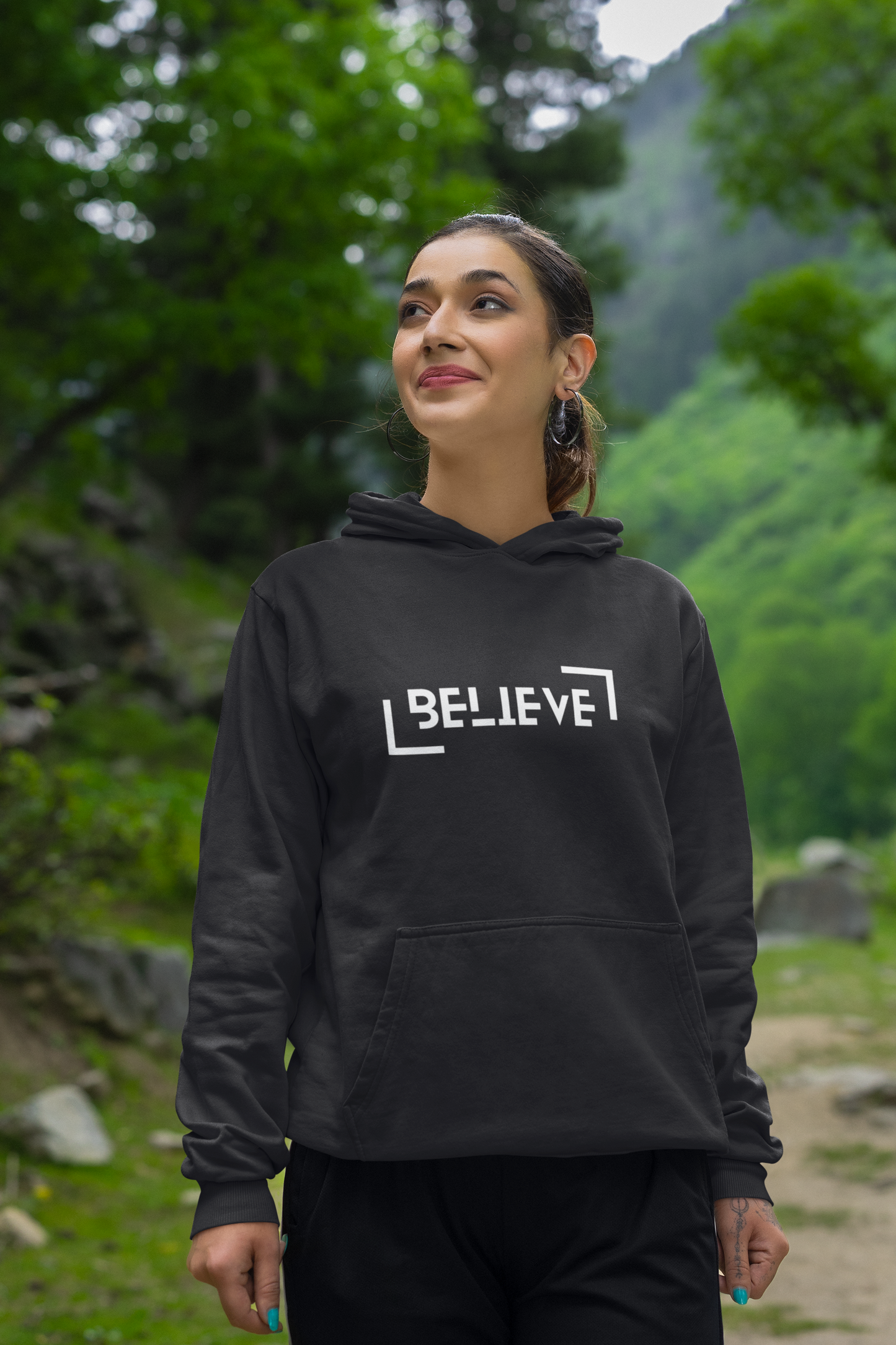 " BELIEVE " Unisex Hoodie in black color